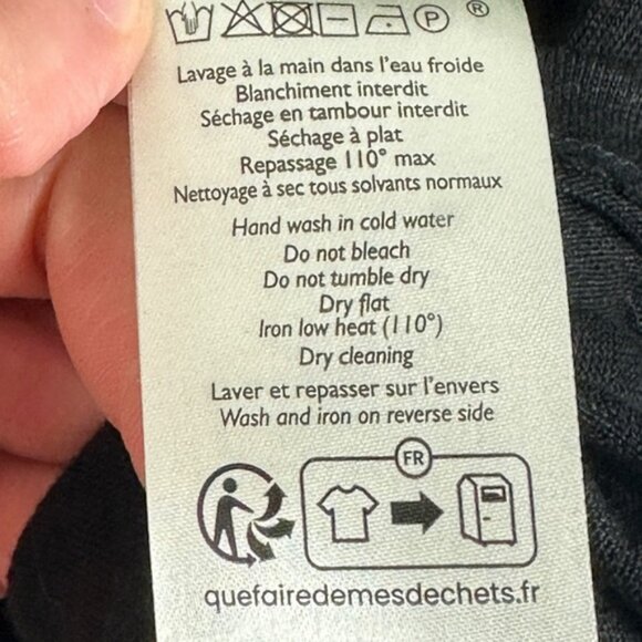 Sezane Lorena 100% Linen Black Top Size XL Lace Embroidery Short Sleeve Blouse - Picture 8 of 12